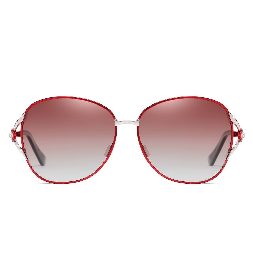 Wholesale Luxury Designer Two Tone Fork Oval Sunglasses for Women Retro Fashion Metal Polarized Glasses with Rhinestones to Decorate on Side