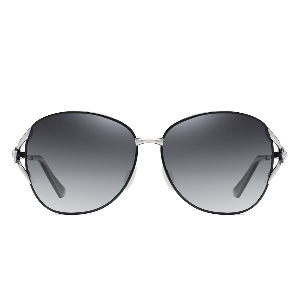 Wholesale Luxury Designer Two Tone Fork Oval Sunglasses for Women Retro Fashion Metal Polarized Glasses with Rhinestones to Decorate on Side