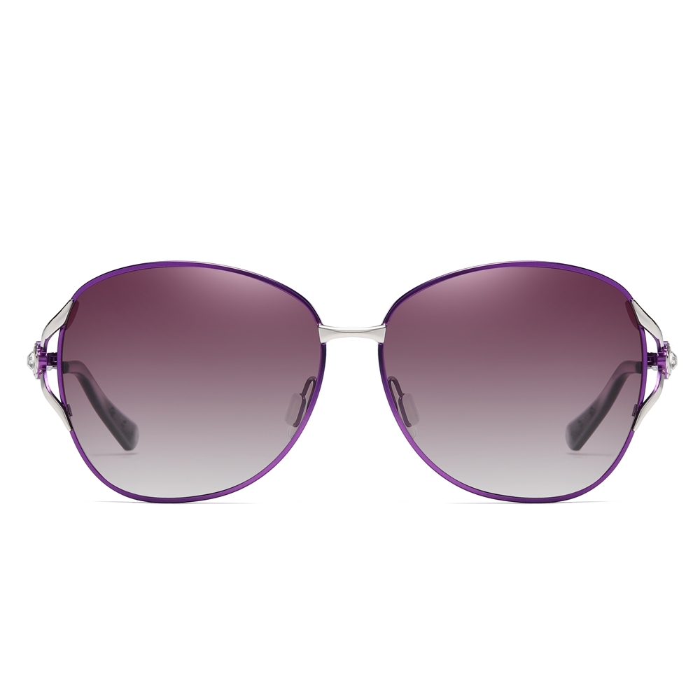 Wholesale Luxury Designer Two Tone Fork Oval Sunglasses for Women Retro Fashion Metal Polarized Glasses with Rhinestones to Decorate on Side