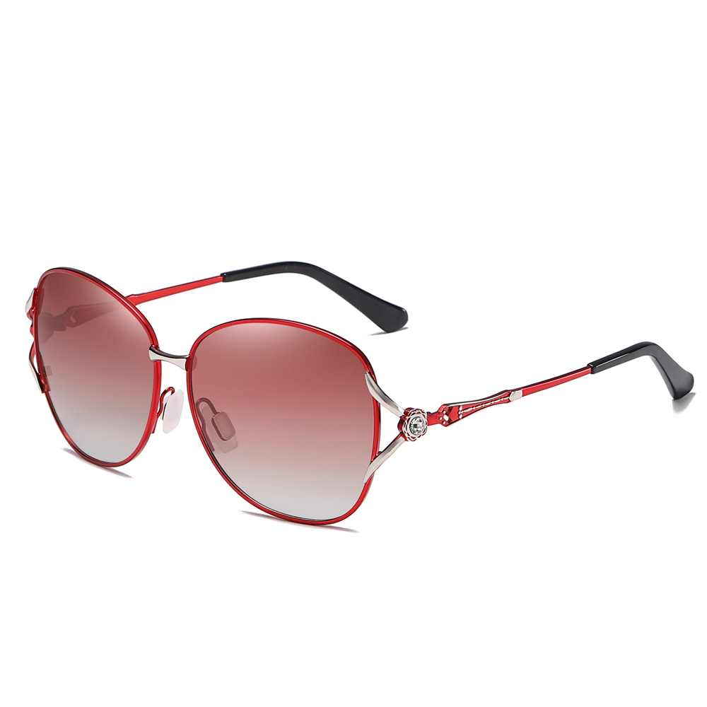 Wholesale Luxury Designer Two Tone Fork Oval Sunglasses for Women's Retro Fashion Metal Polarized Glasses with Rhinestones to Decorate on Side