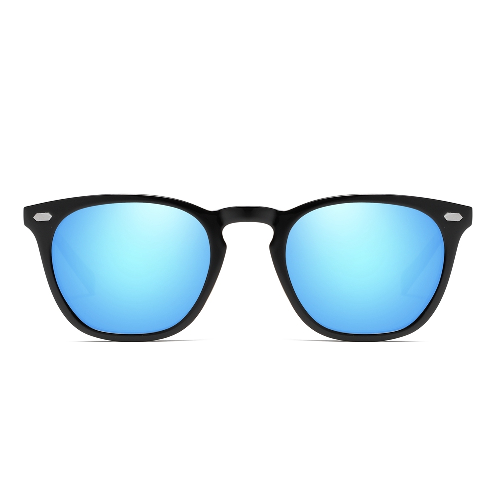 Men's Stylish Horn Rimmed Polarized Sunglasses for Women TR90 Keyhole Square Retro Sunglass with Metal Rivets Aluminum Temples Customization