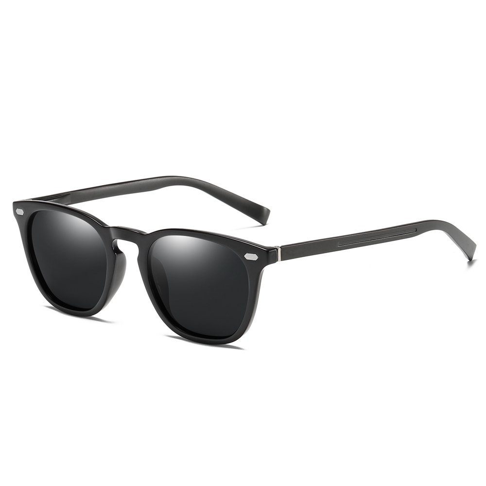 Men's Stylish Horn Rimmed Polarized Sunglasses for Women TR90 Keyhole Square Retro Sunglass with Metal Rivets Aluminum Temples Customization