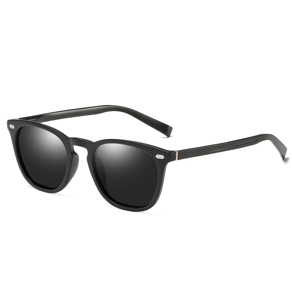 Men's Stylish Horn Rimmed Polarized Sunglasses for Women TR90 Keyhole Square Retro Sunglass with Metal Rivets Aluminum Temples Customization