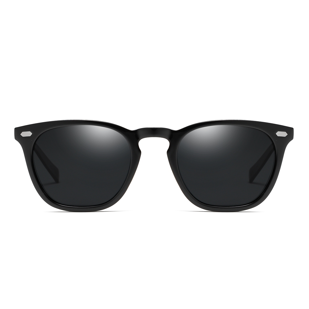 Men's Stylish Horn Rimmed Polarized Sunglasses for Women TR90 Keyhole Square Retro Sunglass with Metal Rivets Aluminum Temples Customization