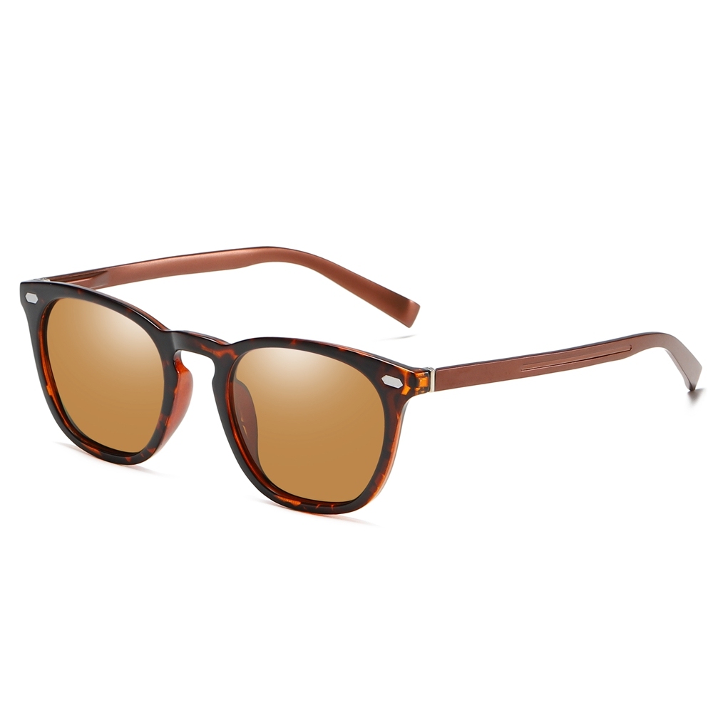 Men's Stylish Horn Rimmed Polarized Sunglasses for Women TR90 Keyhole Square Retro Sunglass with Metal Rivets Aluminum Temples Customization