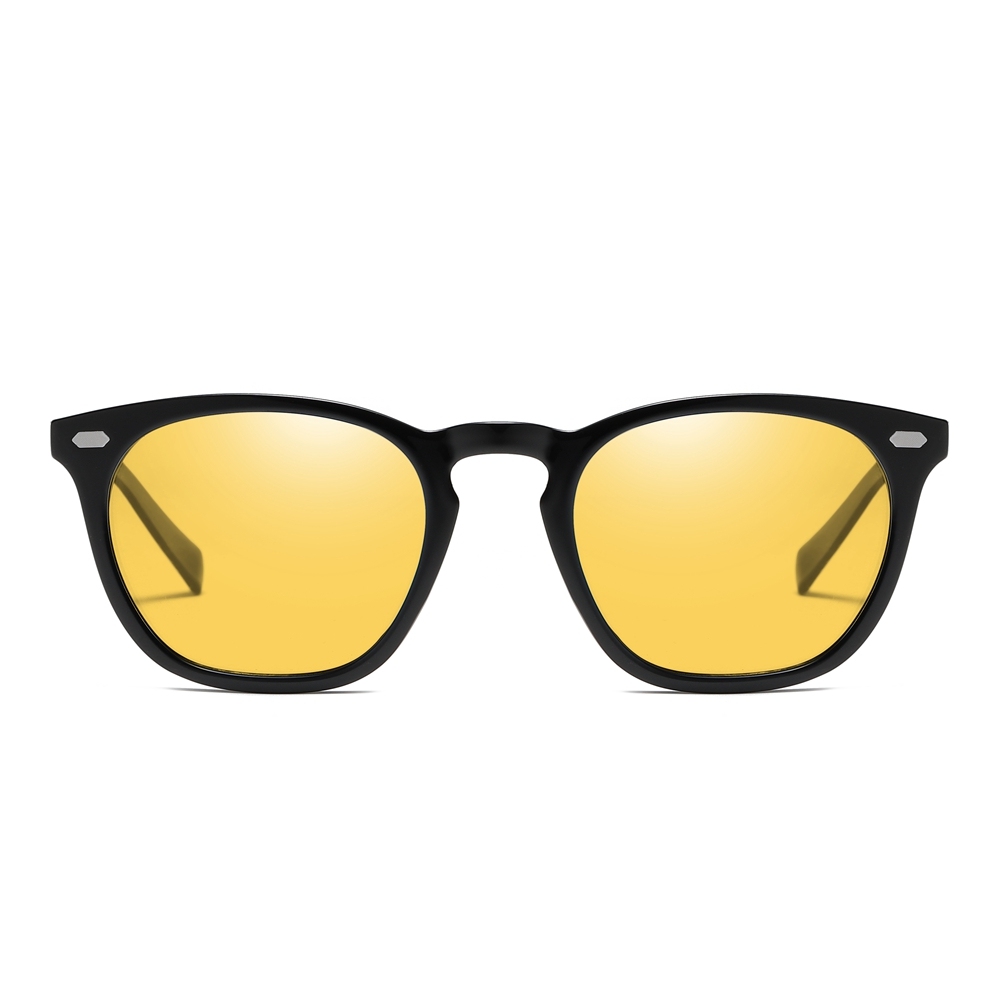 Men's Stylish Horn Rimmed Polarized Sunglasses for Women TR90 Keyhole Square Retro Sunglass with Metal Rivets Aluminum Temples Customization