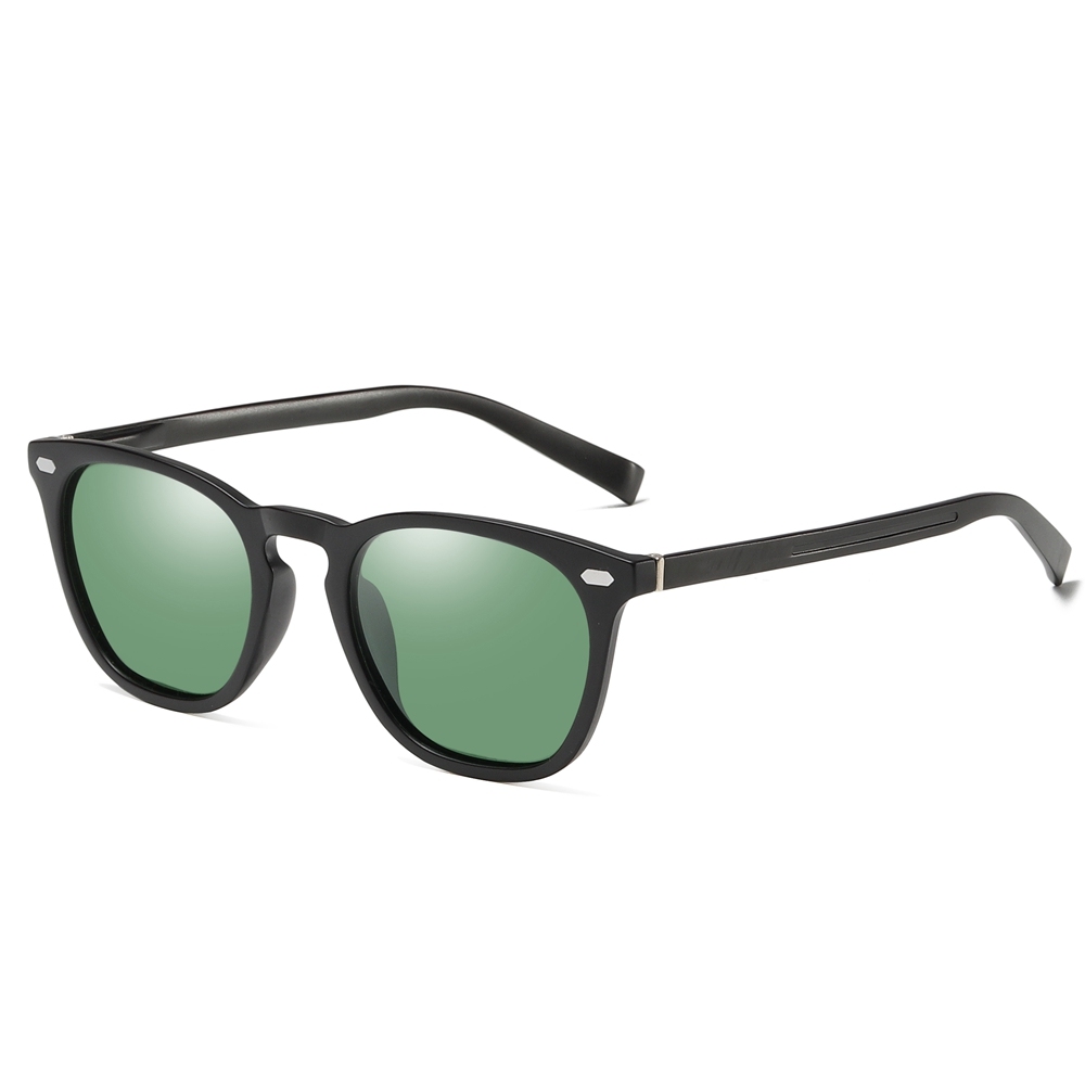 Men's Stylish Horn Rimmed Polarized Sunglasses for Women TR90 Keyhole Square Retro Sunglass with Metal Rivets Aluminum Temples Customization