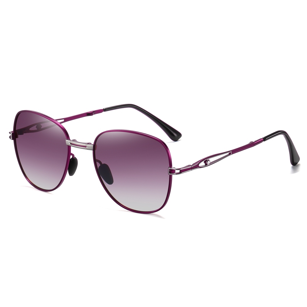 Wholesale Ladies Single Bridge Aviator Folding Polarized Glasses for Women's Vintage Oval Foldable Sunglasses with Rhinestones on Cut-out Temple