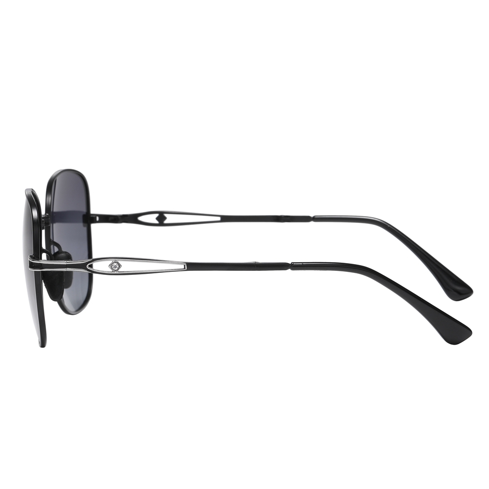 Wholesale Ladies Single Bridge Aviator Folding Polarized Glasses for Women's Vintage Oval Foldable Sunglasses with Rhinestones on Cut-out Temple