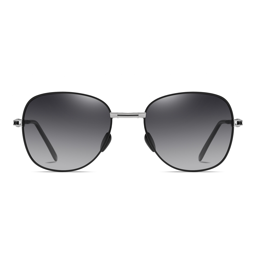 Wholesale Ladies Single Bridge Aviator Folding Polarized Glasses for Women's Vintage Oval Foldable Sunglasses with Rhinestones on Cut-out Temple