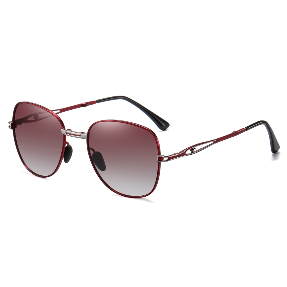 Wholesale Ladies Single Bridge Aviator Folding Polarized Glasses for Women's Vintage Oval Foldable Sunglasses with Rhinestones on Cut-out Temple