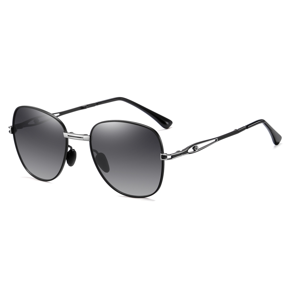 Wholesale Ladies Single Bridge Aviator Folding Polarized Glasses for Women's Vintage Oval Foldable Sunglasses with Rhinestones on Cut-out Temple