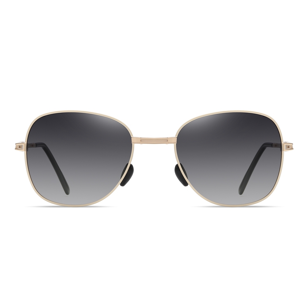 Wholesale Ladies Single Bridge Aviator Folding Polarized Glasses for Women's Vintage Oval Foldable Sunglasses with Rhinestones on Cut-out Temple