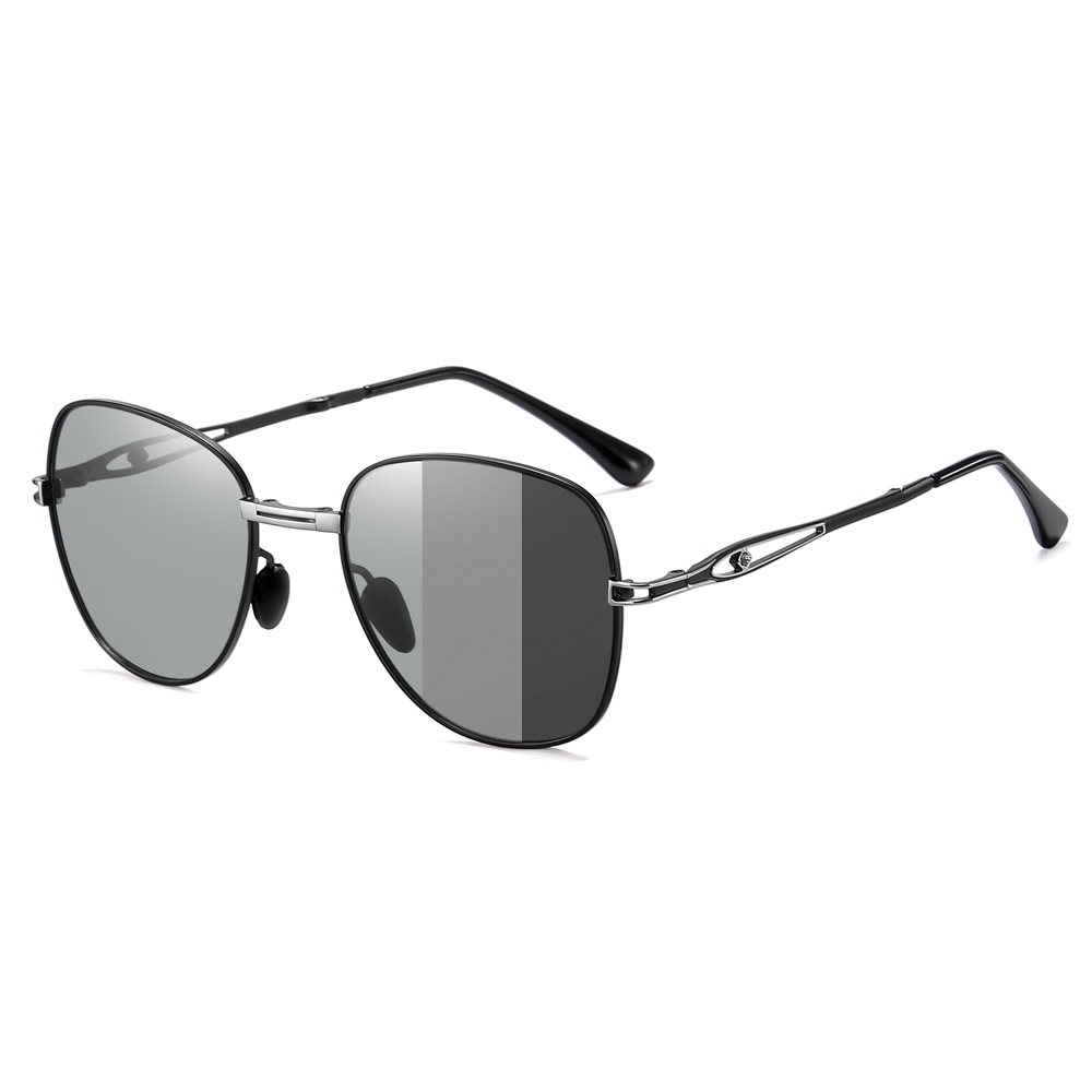 Wholesale Ladies Single Bridge Aviator Folding Polarized Glasses for Women's Vintage Oval Foldable Sunglasses with Rhinestones on Cut-out Temple