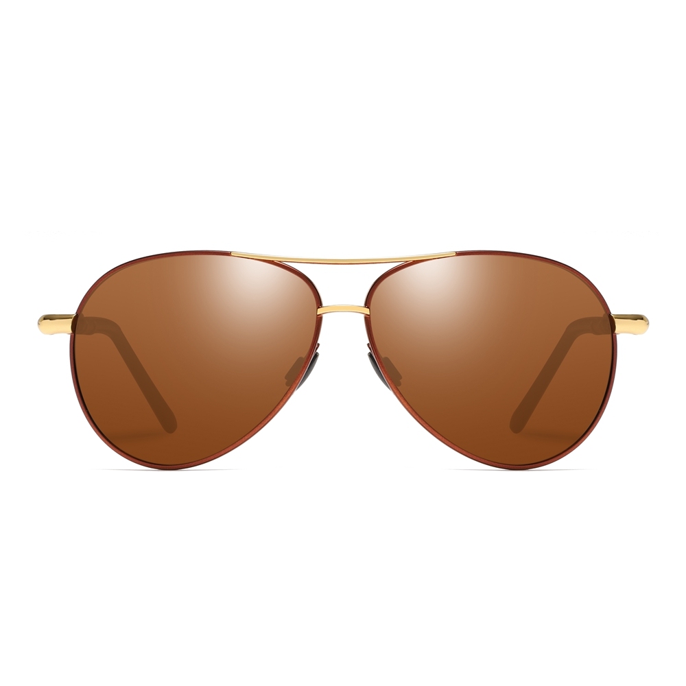 Wholesale Mens Delicate Metal Polarized Aviator Sun Glasses with Striking Nodes on Spring Temple Versatile Pilot Sunglasses for Everyday Use