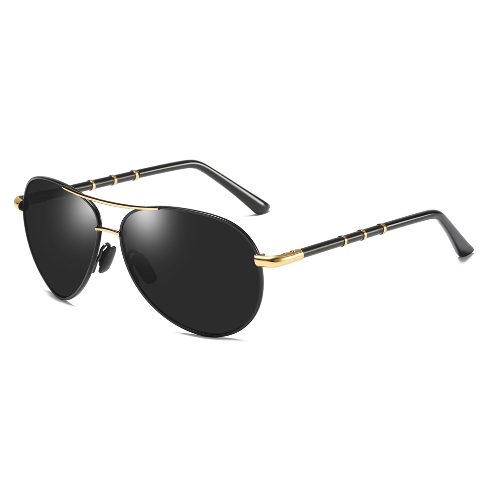Wholesale Mens Delicate Metal Polarized Aviator Sun Glasses with Striking Nodes on Spring Temple Versatile Pilot Sunglasses for Everyday Use