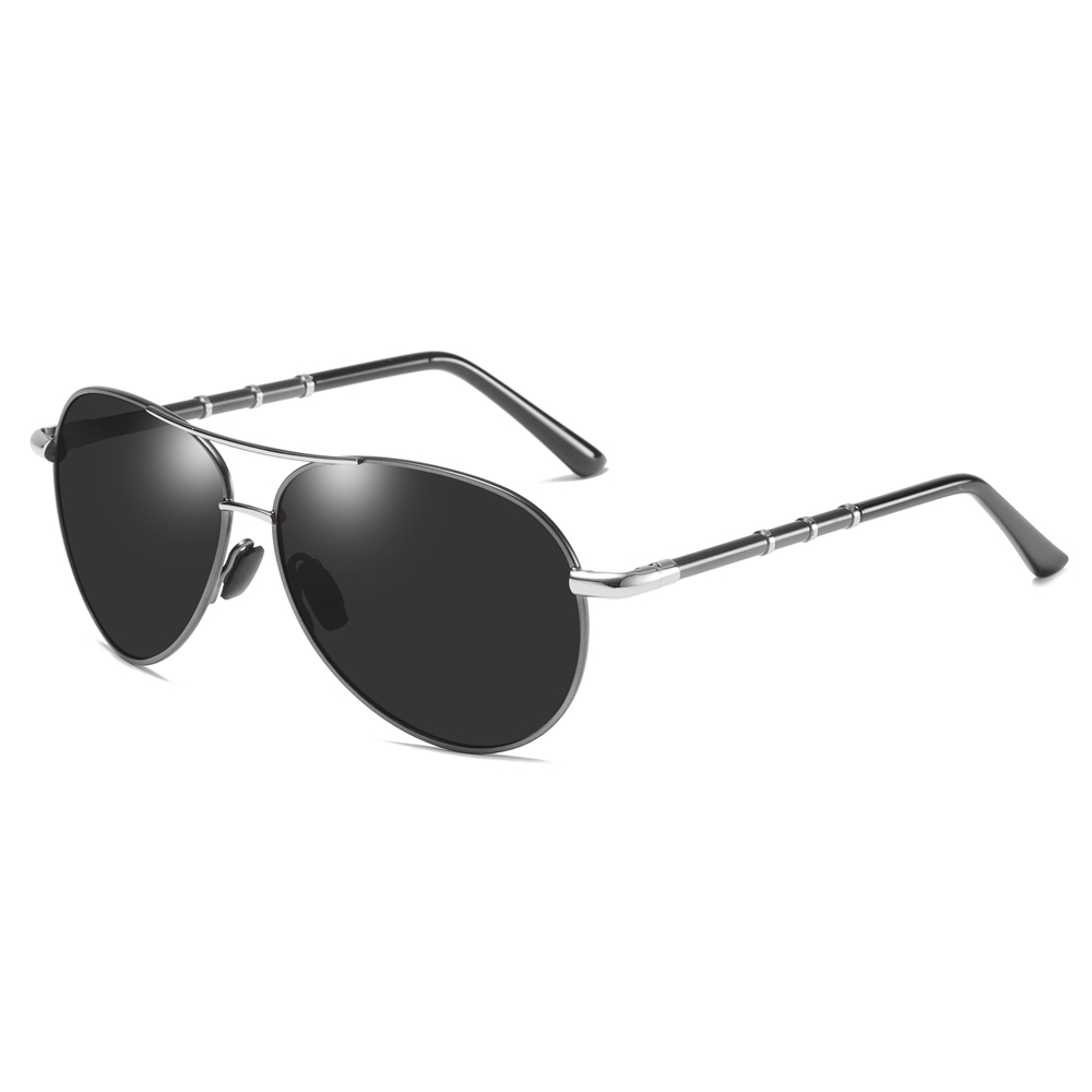 Wholesale Mens Delicate Metal Polarized Aviator Sun Glasses with Striking Nodes on Spring Temple Versatile Pilot Sunglasses for Everyday Use