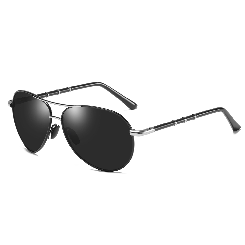 Wholesale Mens Delicate Metal Polarized Aviator Sun Glasses with Striking Nodes on Spring Temple Versatile Pilot Sunglasses for Everyday Use