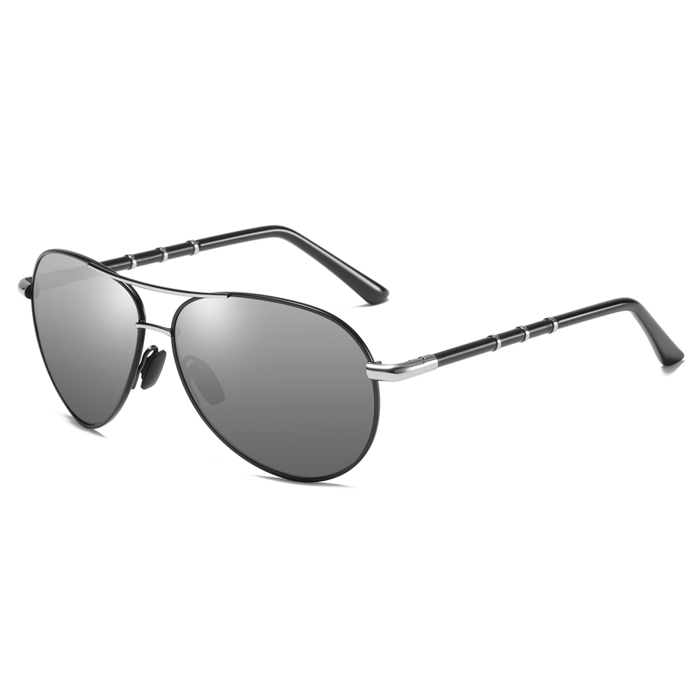 Wholesale Mens Delicate Metal Polarized Aviator Sun Glasses with Striking Nodes on Spring Temple Versatile Pilot Sunglasses for Everyday Use