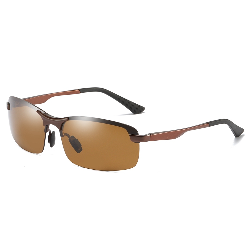 Custom Metal Sport Semi-rimless Polarized Sunglass for Men's Mountain Hiking Sun Glasses Active Lifestyle Sunglasses with Aluminum Arms Online Bulk