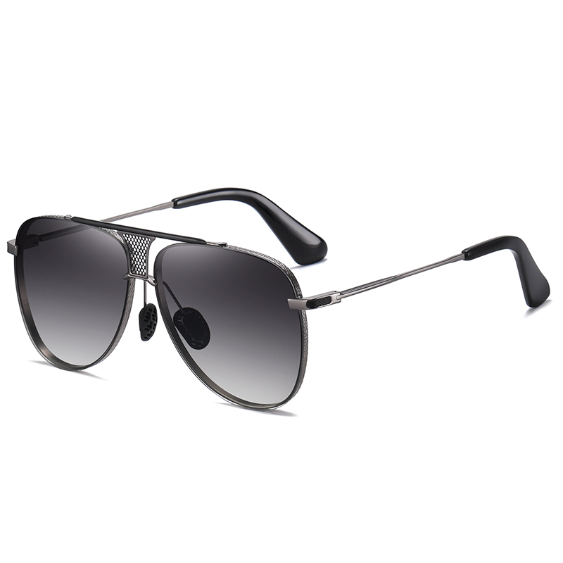Wholesale Men's Luxury Teardrop Aviator Polarised Sunglasses for Gentlemen Unique Brow Bar Mesh Bridge Rimless Metal Business Fashion Sun Glasses
