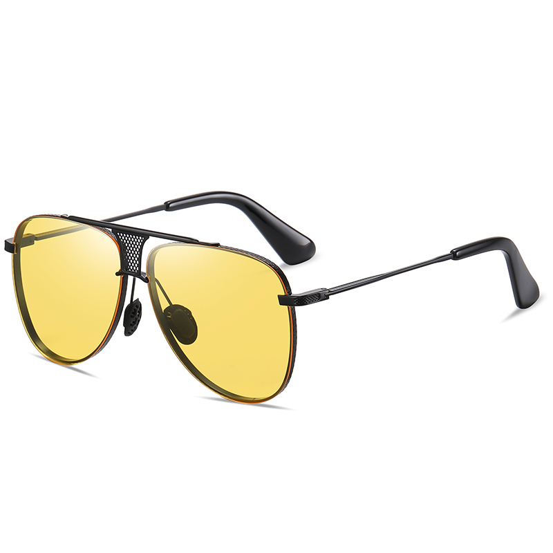 Wholesale Men's Luxury Teardrop Aviator Polarised Sunglasses for Gentlemen Unique Brow Bar Mesh Bridge Rimless Metal Business Fashion Sun Glasses