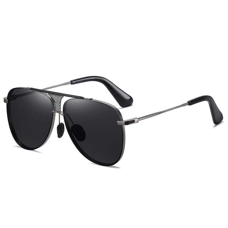 Wholesale Men's Luxury Teardrop Aviator Polarised Sunglasses for Gentlemen Unique Brow Bar Mesh Bridge Rimless Metal Business Fashion Sun Glasses