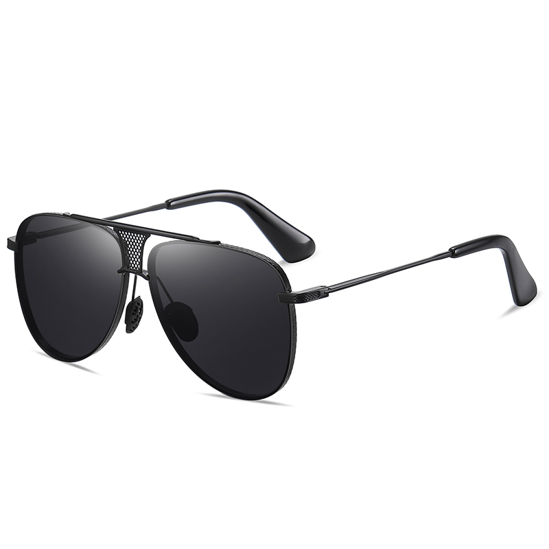 Wholesale Men's Luxury Teardrop Aviator Polarised Sunglasses for Gentlemen Unique Brow Bar Mesh Bridge Rimless Metal Business Fashion Sun Glasses
