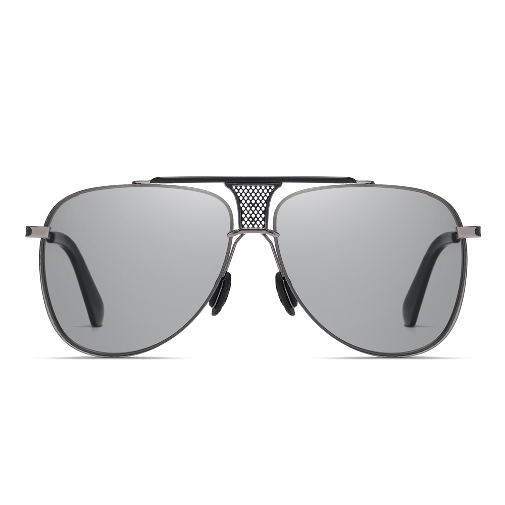 Wholesale Men's Luxury Teardrop Aviator Polarised Sunglasses for Gentlemen Unique Brow Bar Mesh Bridge Rimless Metal Business Fashion Sun Glasses