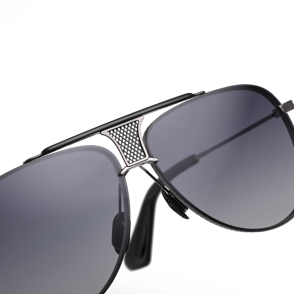Wholesale Men's Luxury Teardrop Aviator Polarised Sunglasses for Gentlemen Unique Brow Bar Mesh Bridge Rimless Metal Business Fashion Sun Glasses