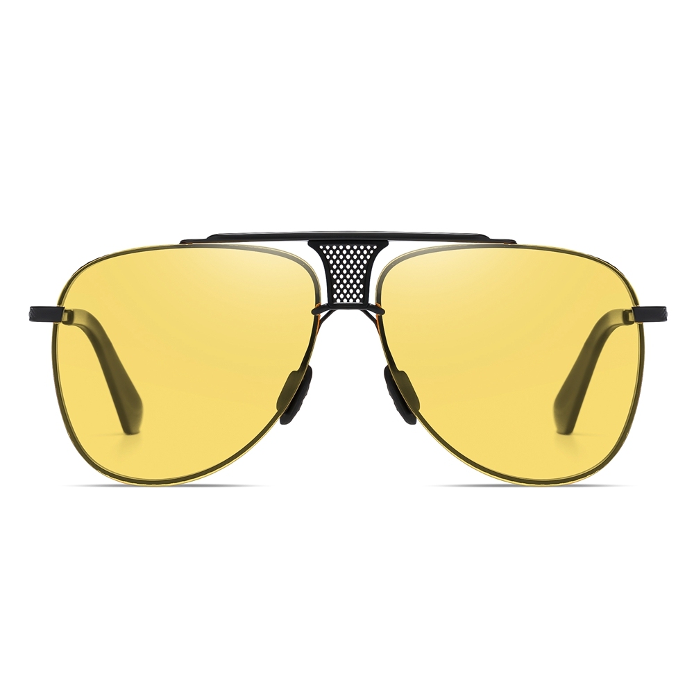 Wholesale Men's Luxury Teardrop Aviator Polarised Sunglasses for Gentlemen Unique Brow Bar Mesh Bridge Rimless Metal Business Fashion Sun Glasses