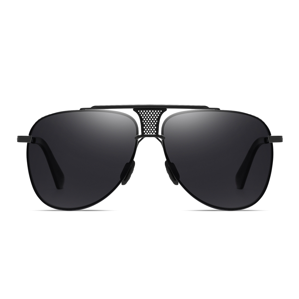 Wholesale Men's Luxury Teardrop Aviator Polarised Sunglasses for Gentlemen Unique Brow Bar Mesh Bridge Rimless Metal Business Fashion Sun Glasses