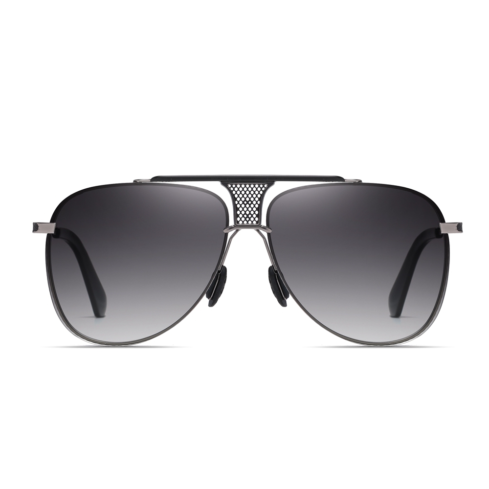 Wholesale Men's Luxury Teardrop Aviator Polarised Sunglasses for Gentlemen Unique Brow Bar Mesh Bridge Rimless Metal Business Fashion Sun Glasses