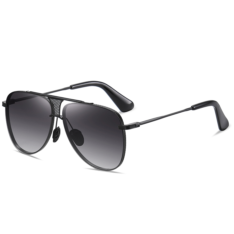 Wholesale Men's Luxury Teardrop Aviator Polarised Sunglasses for Gentlemen Unique Brow Bar Mesh Bridge Rimless Metal Business Fashion Sun Glasses