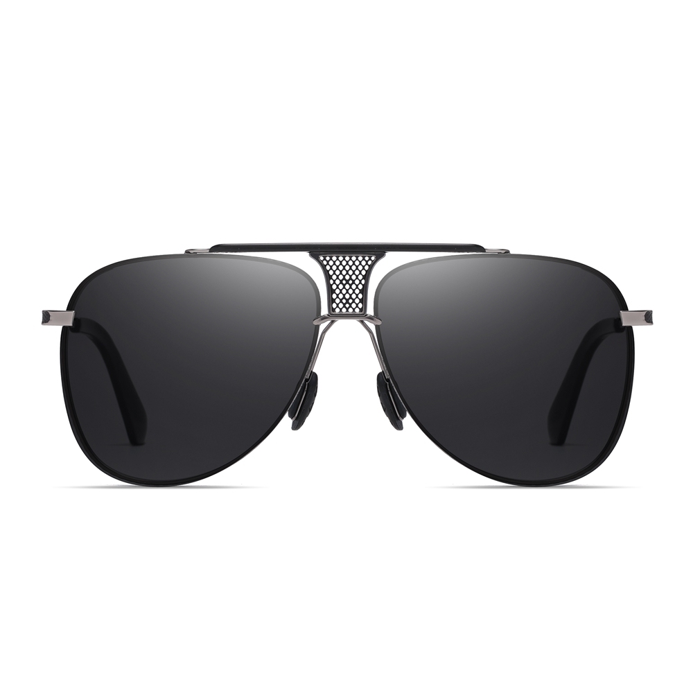 Wholesale Men's Luxury Teardrop Aviator Polarised Sunglasses for Gentlemen Unique Brow Bar Mesh Bridge Rimless Metal Business Fashion Sun Glasses
