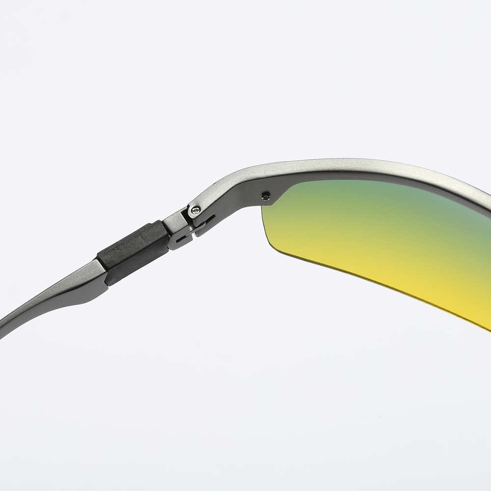 Wholesale Men's Aluminum Day and Night Vision Sports Sunglasses for Fishing Improve Eyesight Anti Glare Driving Glasses with Green-yellow Lenses