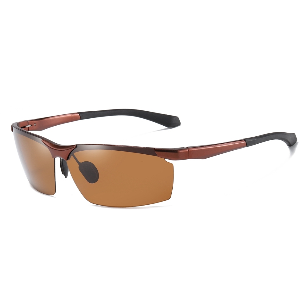 Custom Aluminum Sports Polarized Sunglass for Running Eyewear with Logo Men's Lightweight Semi-rimless Wrap Sunglasses Wholesale Online