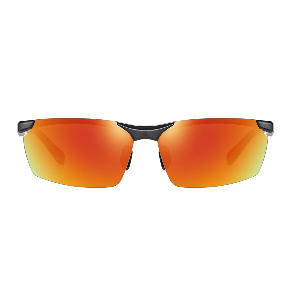 Custom Aluminum Sports Polarized Sunglass for Running Eyewear with Logo Men's Lightweight Semi-rimless Wrap Sunglasses Wholesale Online