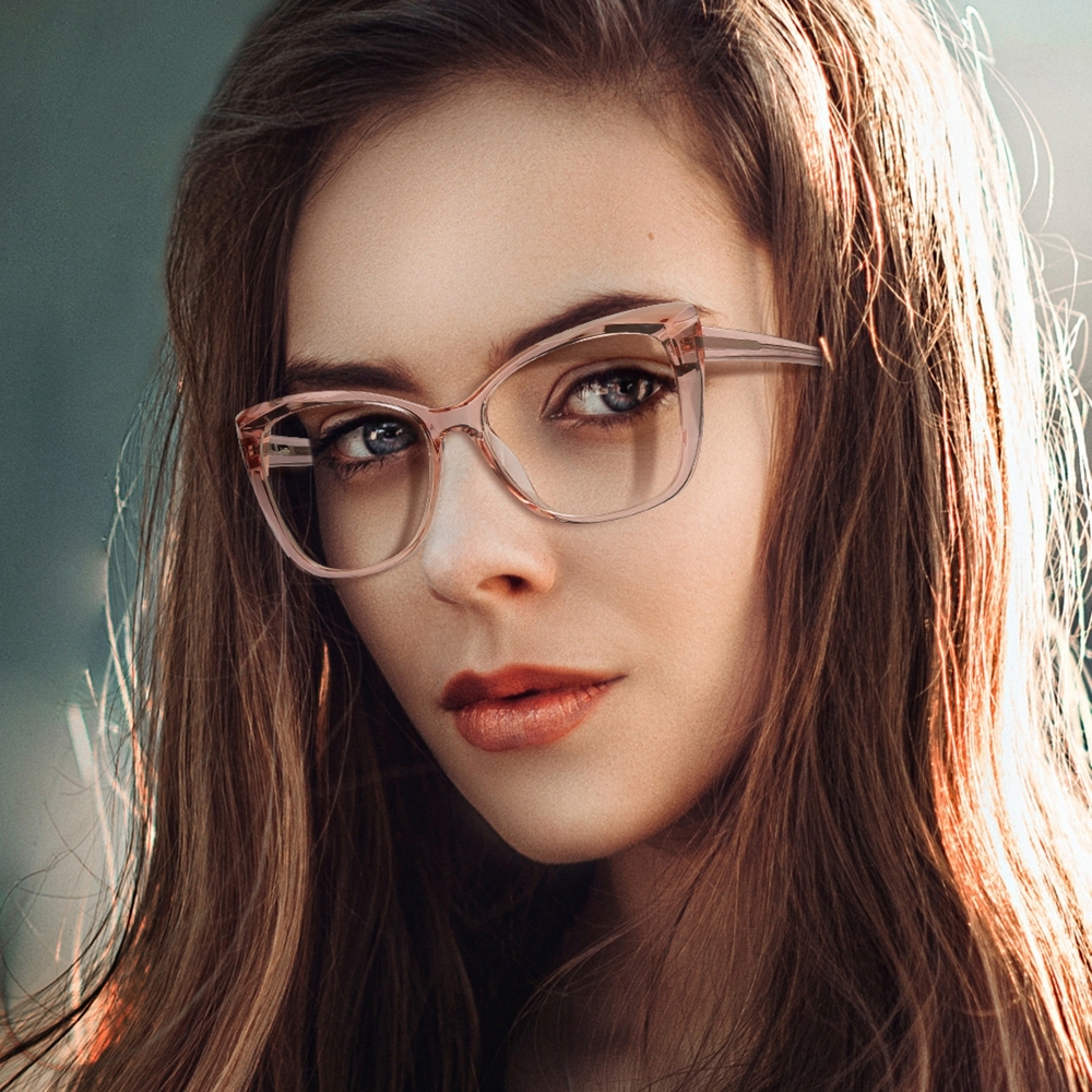 Custom Square Cat Eye Non-prescription Clear Glasses with Blue Light Filter for Women Aesthetic Eyewear Fashionable Fake Eyeglasses Wholesale