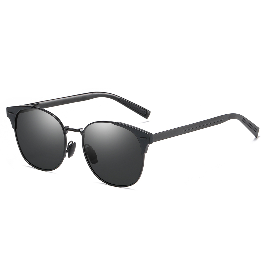Custom Unisex Modern Square Sunglasses for Daily Wear Unique Design Metal Frame Single Bridge Aluminum Temple Polarized Fashion Sun Glasses