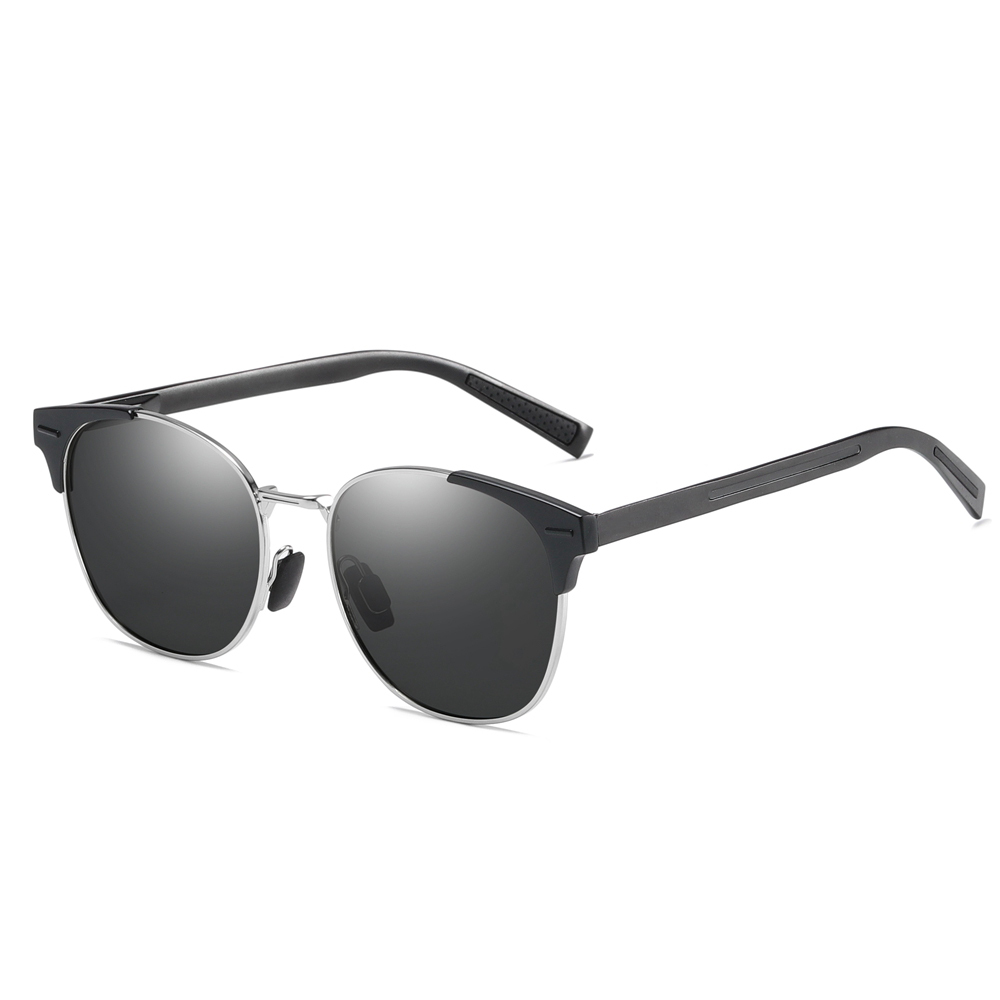 Custom Unisex Modern Square Sunglasses for Daily Wear Unique Design Metal Frame Single Bridge Aluminum Temple Polarized Fashion Sun Glasses