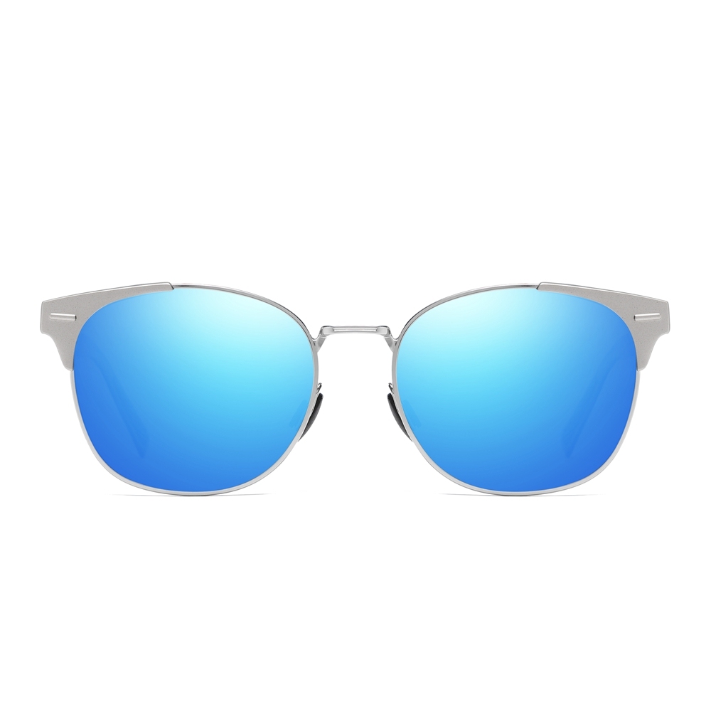 Custom Unisex Modern Square Sunglasses for Daily Wear Unique Design Metal Frame Single Bridge Aluminum Temple Polarized Fashion Sun Glasses