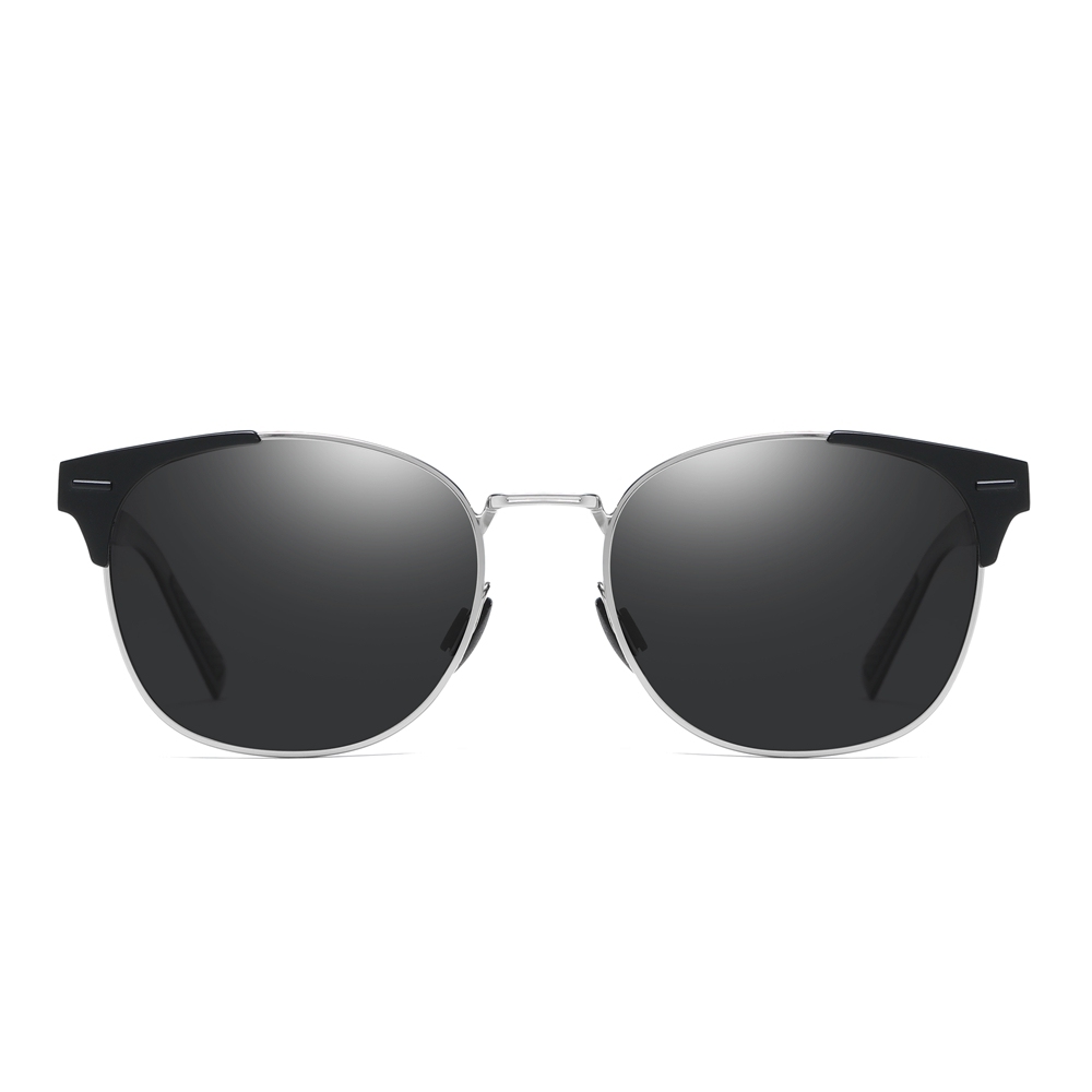 Custom Unisex Modern Square Sunglasses for Daily Wear Unique Design Metal Frame Single Bridge Aluminum Temple Polarized Fashion Sun Glasses