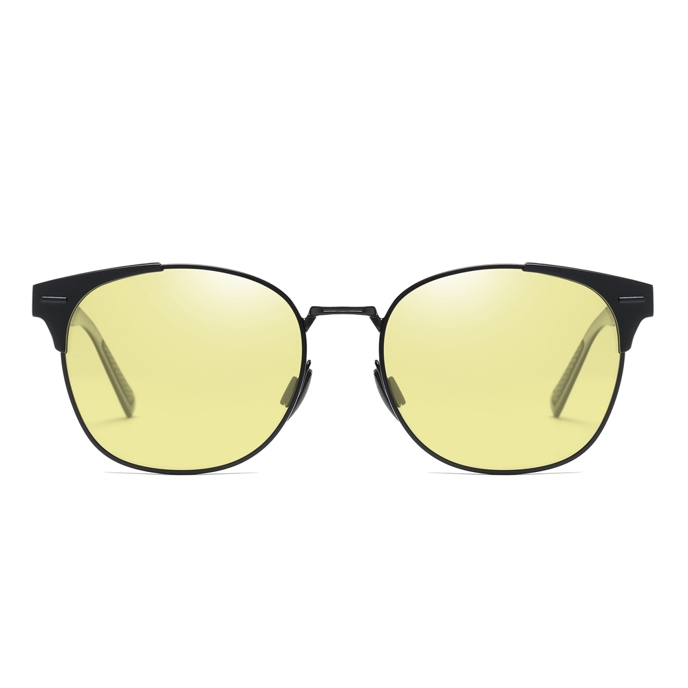 Custom Unisex Modern Square Sunglasses for Daily Wear Unique Design Metal Frame Single Bridge Aluminum Temple Polarized Fashion Sun Glasses