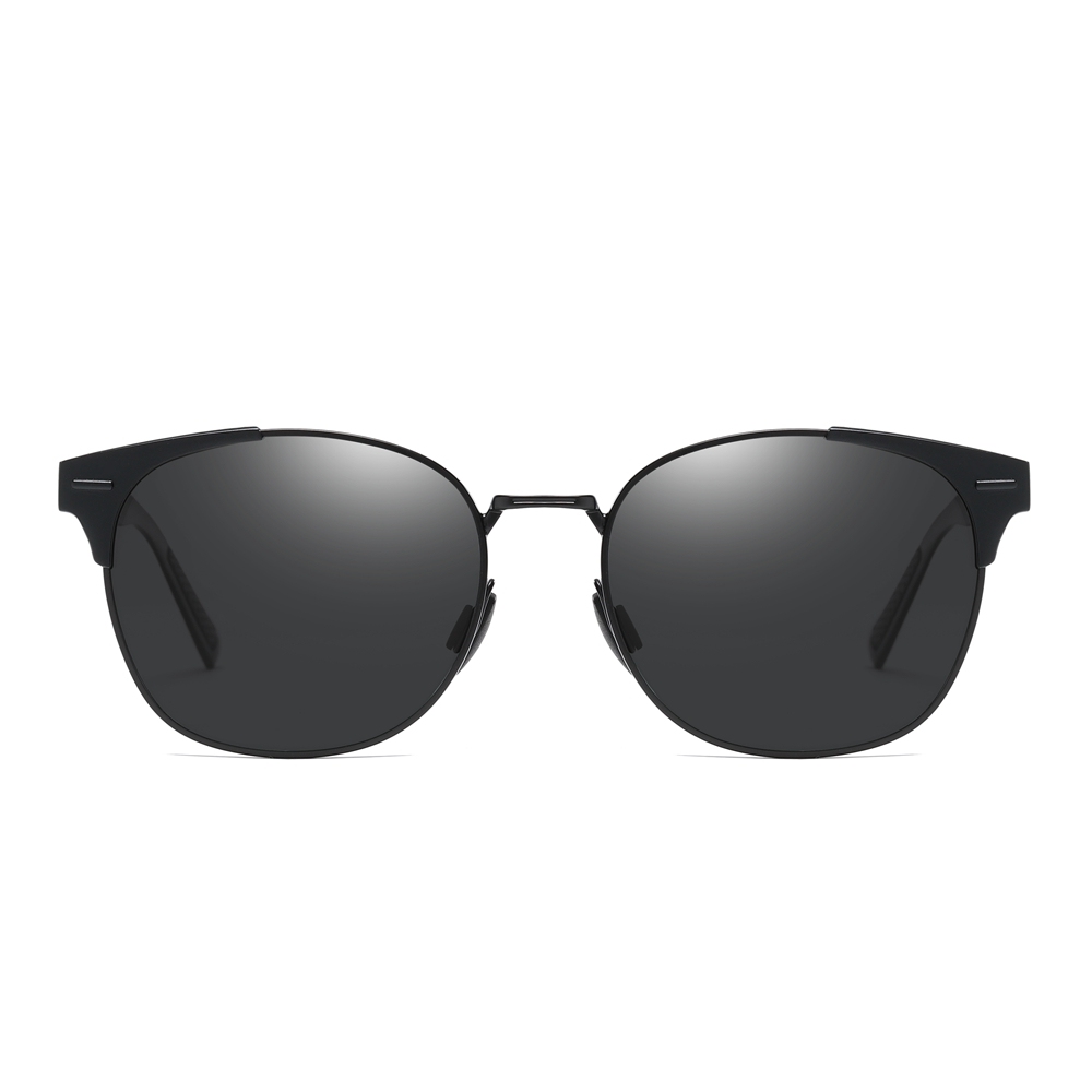 Custom Unisex Modern Square Sunglasses for Daily Wear Unique Design Metal Frame Single Bridge Aluminum Temple Polarized Fashion Sun Glasses