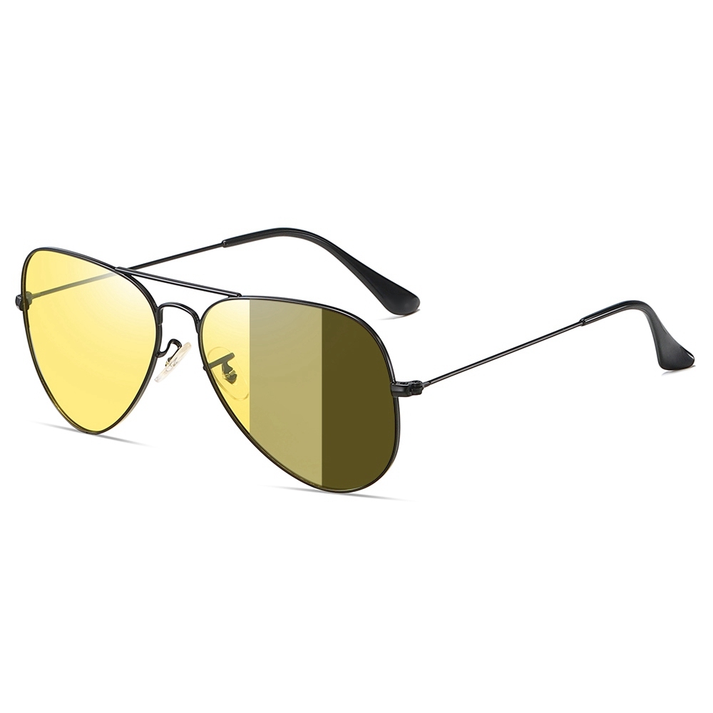 Wholesale Unisex Day and Night Anti Glare Glasses for Men Women with Light Responsive Lenses Aviator Metal Photochromic Driving Eyeglasses Online