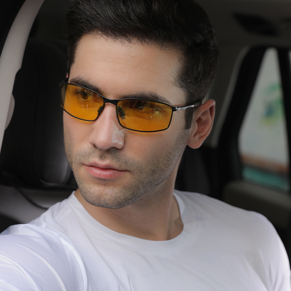 Wholesale Men's Sporty Looking Sunglasses for Active Lifestyle Durable Narrow Rectangle Metal Polarized Sunglass with Spring Hinge Online