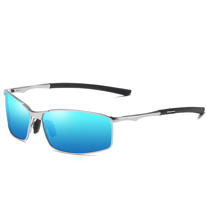 Wholesale Men's Sporty Looking Sunglasses for Active Lifestyle Durable Narrow Rectangle Metal Polarized Sunglass with Spring Hinge Online