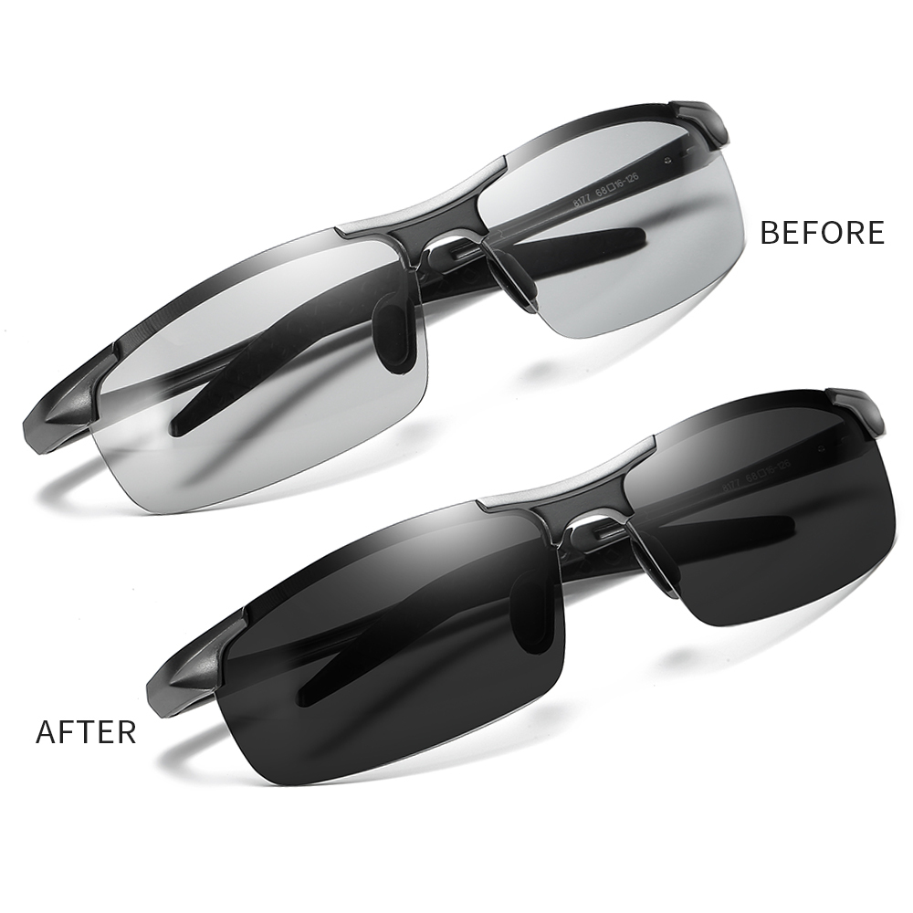 Custom Brand Aluminum Photochromic Polarized Sports Sunglasses for Men's Lightweight Golf Eyewear Transition Lenses Hiking Sun Glasses Wholesale
