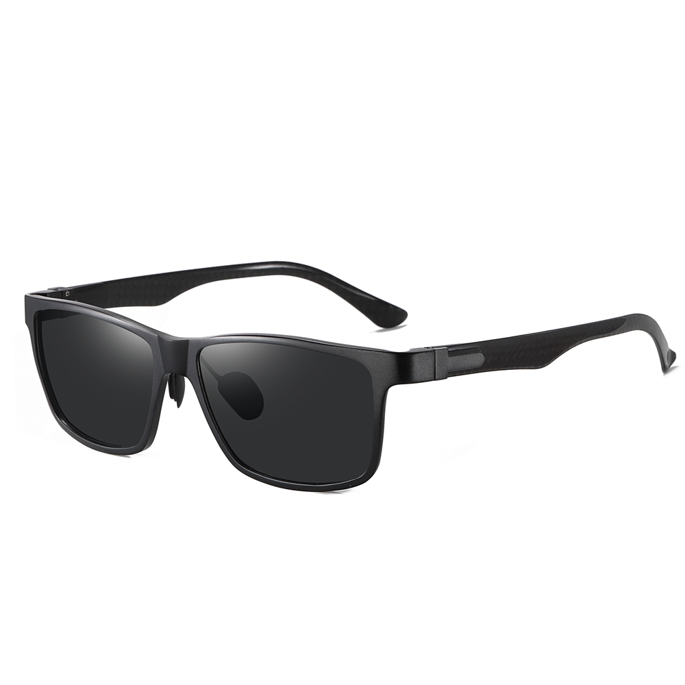 Custom Aluminum Classic Square Sunglasses for Business Men's Luxury Eyewear Manufacturer Polarized Wayfarer Sunglass with Carbon Fiber Temple
